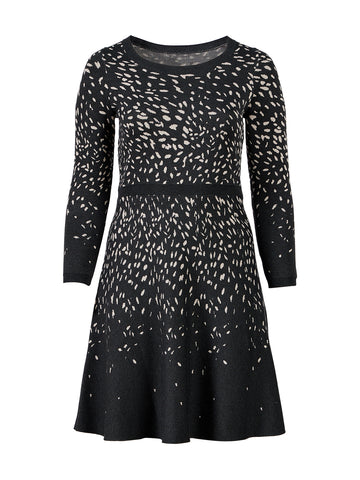 Sprinkle Dot Long Sleeve Fit-And-Flare Sweater Dress