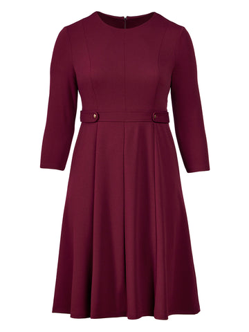 Side Tab Red Fit-And-Flare Dress
