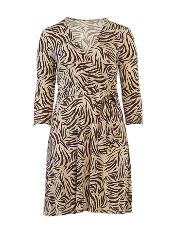 Chocolate Zebra Safari Perfect Faux-Wrap Dress