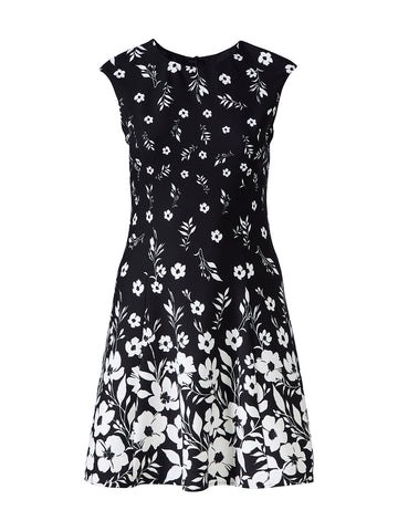 Cap Sleeve White Floral Fit-And-Flare Dress
