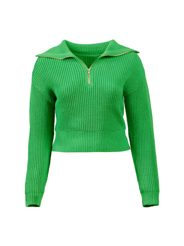 Zip Up Electric Green Sweater