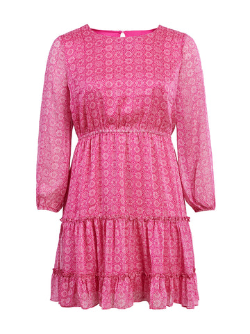 Ivy Pattern Hyper Pink Dress