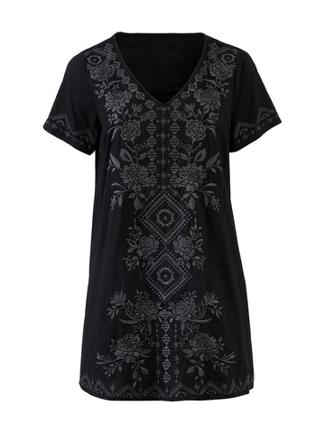 Embroidered Black Shirt Dress