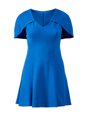 Tulip Sleeve Blue Fit-And-Flare Dress