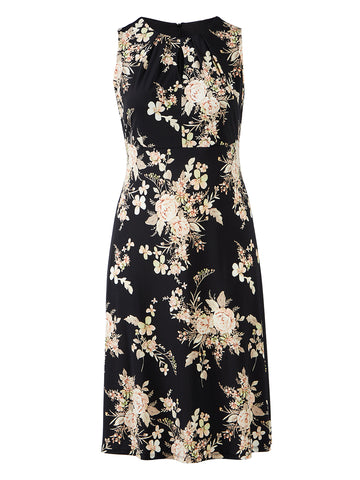 Keyhole Floral Fit-And-Flare Dress