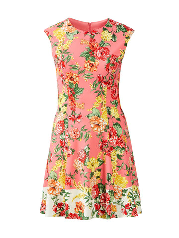Coral Floral Fit-And-Flare Dress