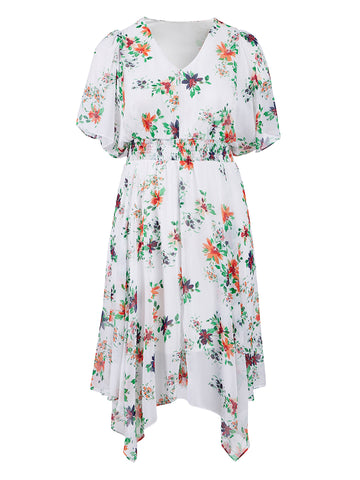 Smocked Waist Floral Fit-And-Flare Dress