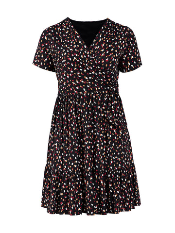 Abstract Dot Fit-And-Flare Dress