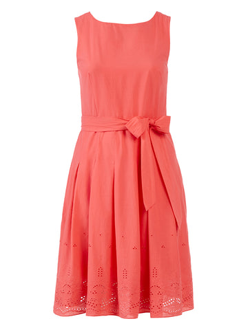 Border Eyelet Fit-And-Flare Dress