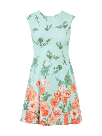 Mint Floral Fit-And-Flare Dress