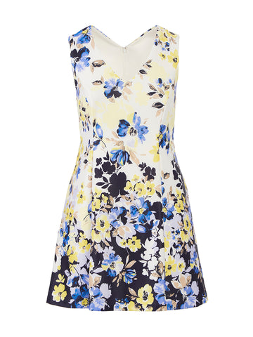 Blue Floral Fit-And-Flare Dress