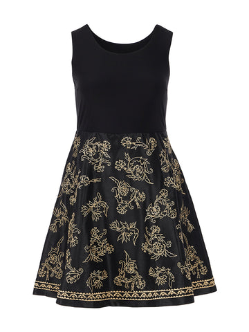 Floral Embroidery Fit-And-Flare Dress
