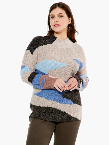Winter Waves Sweater in Blue Multi