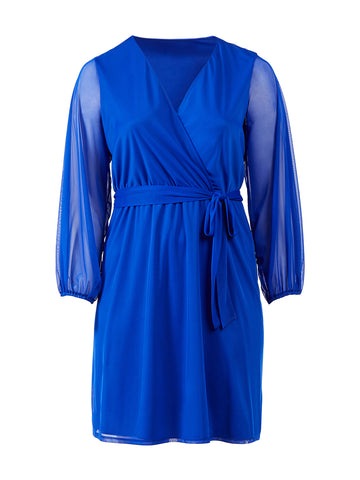 Cobalt Blue Faux-Wrap Dress