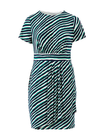 Navy And Green Stripe Dress