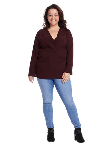 V-Placket Tunic In Deep Claret