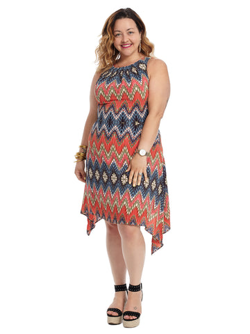 Zig Zag Printed Fit And Flare Dress