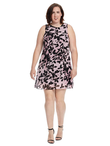 Trapeze Dress In Floral Shadow