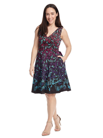 Bijou Joys Fit And Flare Dress In Music Notes