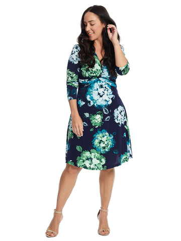 Twist Front Floral Fit And Flare Dress