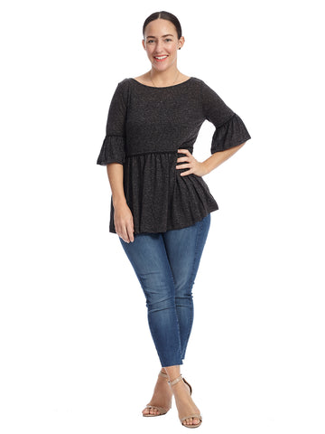 Bell Sleeve Charcoal Top