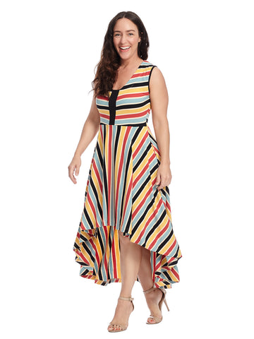 Technicolor Stripe Oceangoing Dress