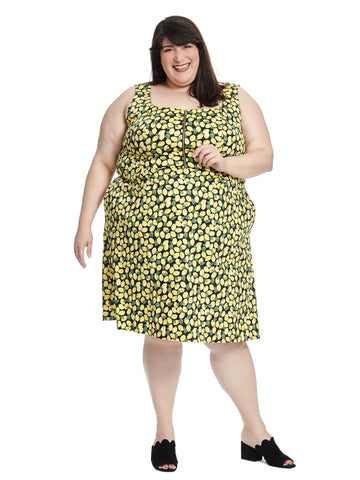 Lemon Print Fit And Flare Dress Adrianna Papell Gwynnie Bee