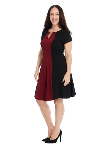 Colorblock Dress In Red & Black