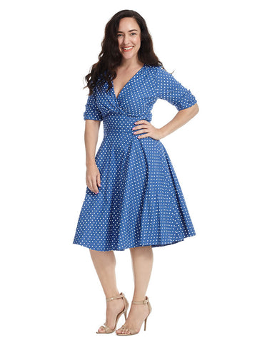 Delores Dress In Blue And White