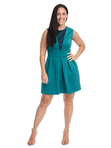Colorblock Fit And Flare Carnegie Dress