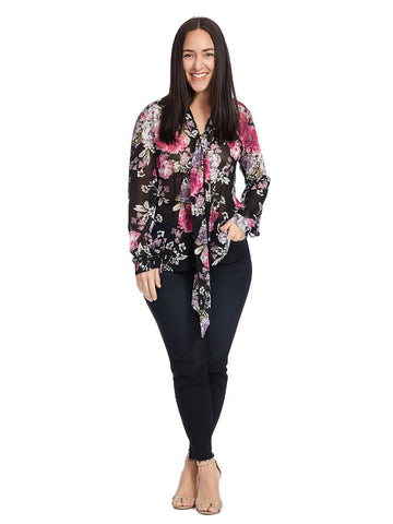 Tie Front Blouse in Floral Print