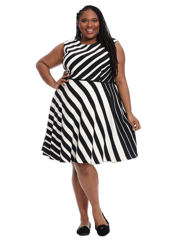 Stripe Fit & Flare Dress In Bold Stripe