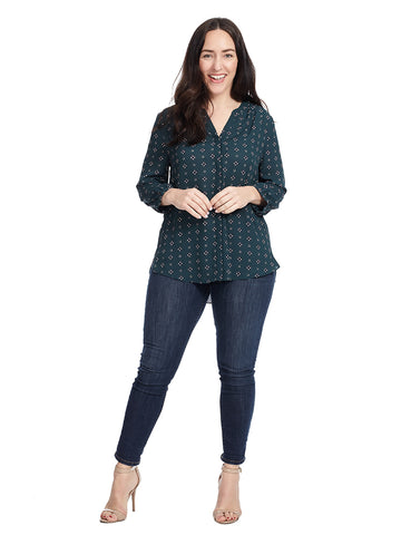 Pintuck Blouse In Admiral Floret