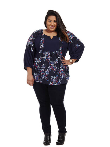Robin Top In Navy Floral