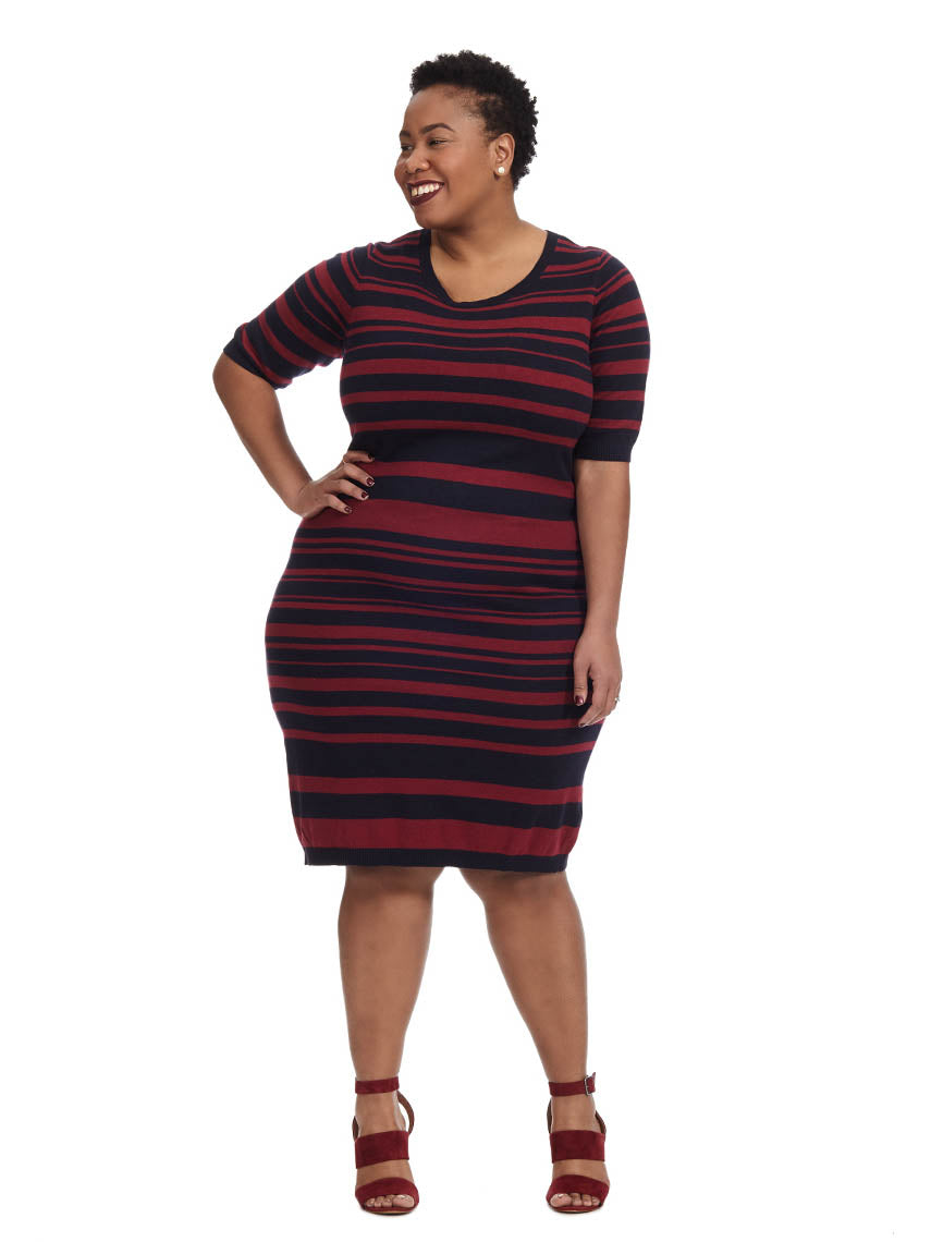 Eloquii striped dress hotsell