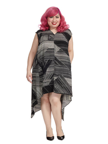 Sydney Dress In Black And Ivory Print
