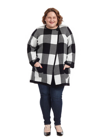 Checkered Sweater Coat