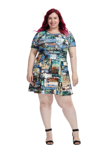 Collage Print Scuba Dress