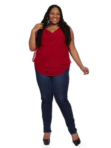 Cowlneck Sleeveless Top In Sundried Tomato