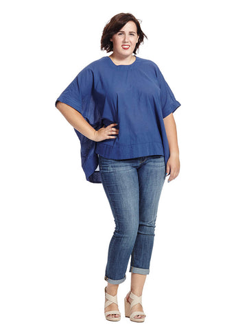 Blue Depths Button Back Boxy Tee