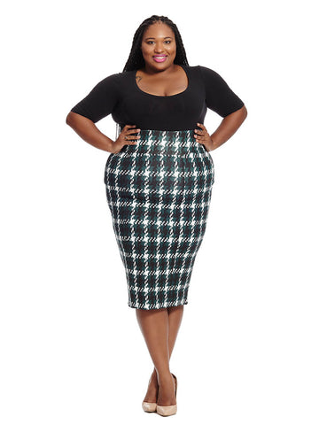 Pinegrove Houndstooth Pencil Skirt