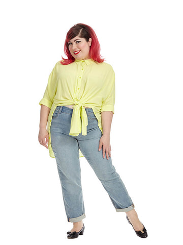 Sunny Lime Button Down Boxy Tee