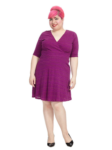 Wild Orchid Scallop Fit And Flare Dress