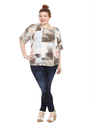 Spring Abstract Short Sleeve Blouse